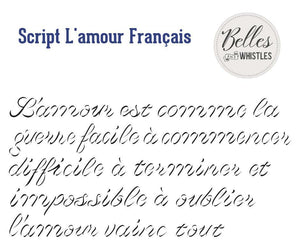 Mylar Stencil - Script d'amour Français Small