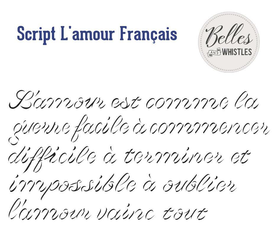 Mylar Stencil - Script d'amour Français Small